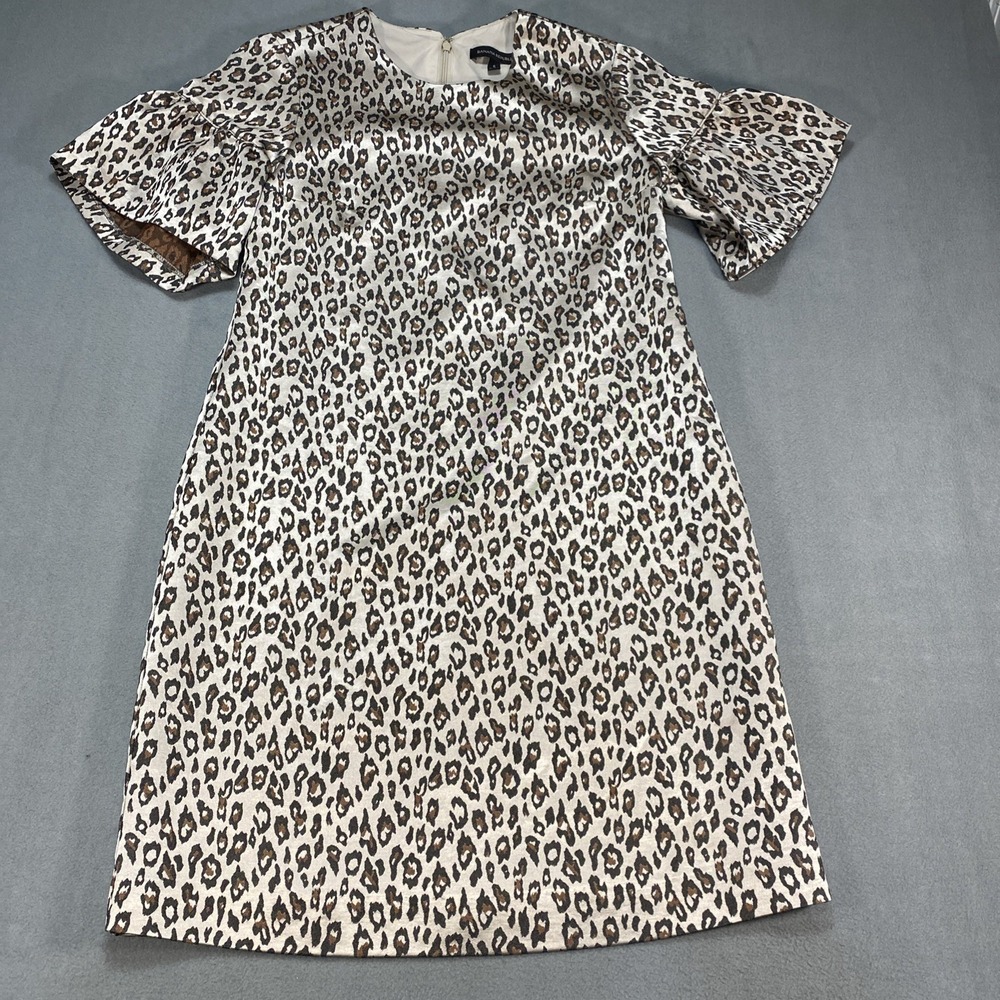 Banana Republic Womens Leopard Print Sheath Dress 6 Party Cocktail